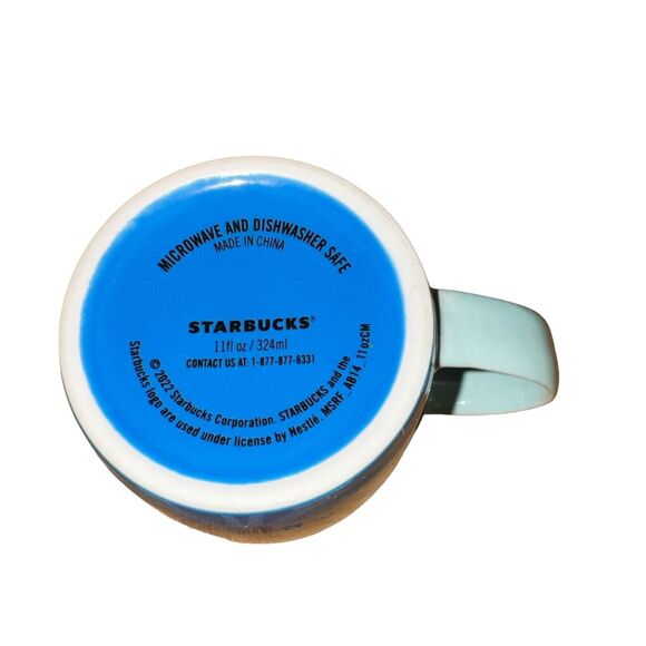 Starbucks Blue Web Of Hearts Coffee Cup Mug Ceramic Siren Mermaid Logo 11oz 2022 - Picture 6 of 7
